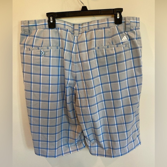 ADIDAS CLIMALITE Mens Gray Blue PLAID GOLF SHORTS SIZE 38 - Picture 4 of 5
